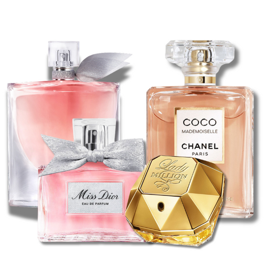 4 Parfums Paco Rabanne LADY MILLION (Eau de Parfum), Dior MISS DIOR (Eau de Parfum), Chanel COCO MADEMOISELLE (Eau de Parfum) and Lancôme LA VIE EST BELLE (Eau de Parfum) 3.4 oz
